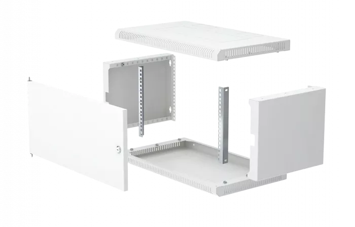 Шкаф телекоммуникационный настенный разборный 19”,6U(600x450), ШТ-НСр-6U-600-450-М дверь металл ССД