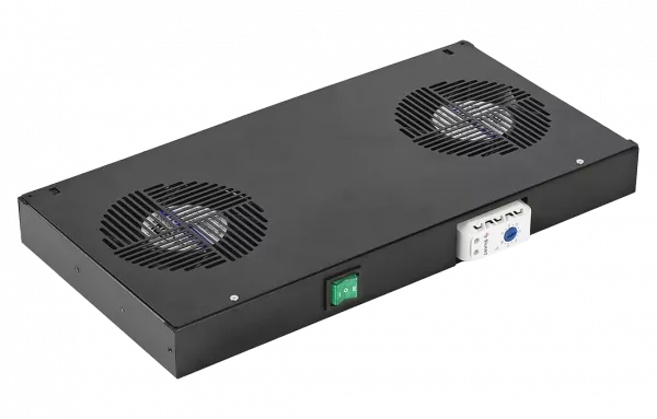 Вентиляторный модуль , 2 вентилятора с термореле  ВМ-2-19"-Т-Ч черный ССД