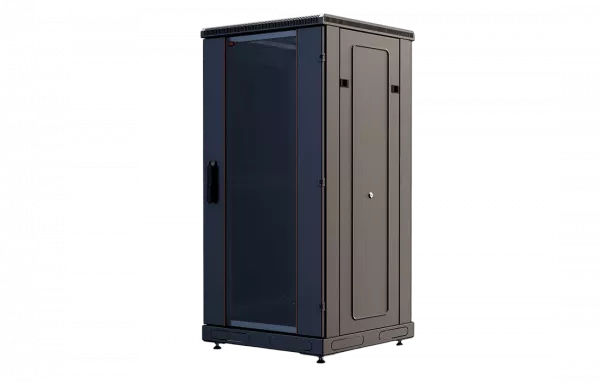 Шкаф телекоммуникационный напольный 19", 24U(600x600), ШТ-НП-М-24U-600-600-С-Ч, передняя дверь стекло, черный ССД
