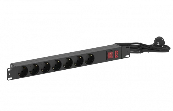 Блок розеток БР-7SCH-16А-Ш-1,8SCH 7 розеток Schuko,выключатель  с подсветкой, со шнуром 1.8м Schuko