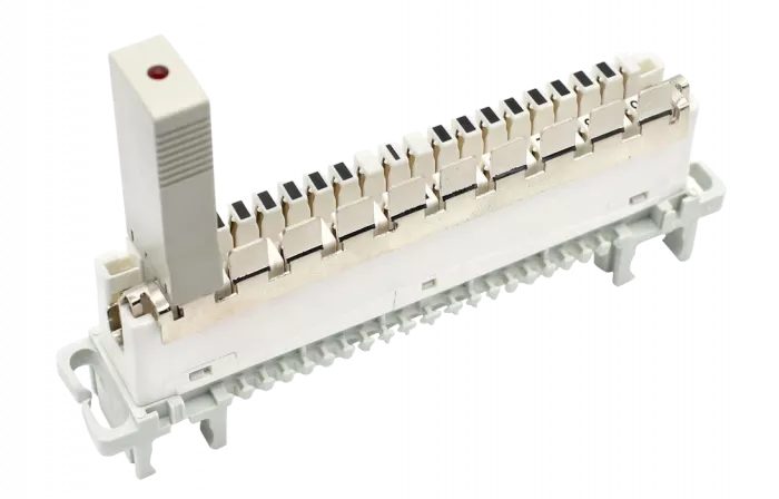 Штекер комплексной защиты с индикатором по току и напряжению, 10 шт в комплекте, без шины заземления для плинтов ПВТ