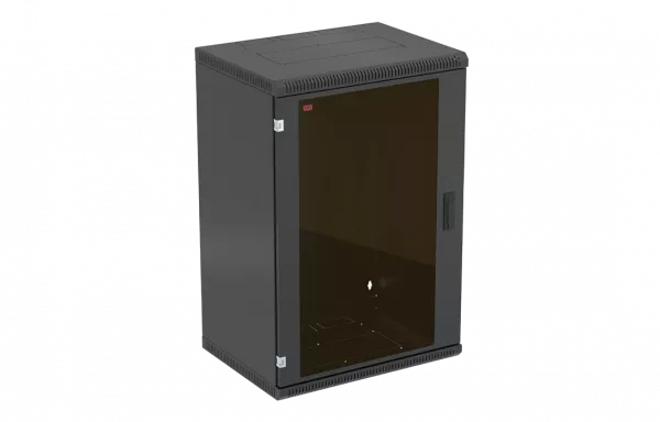 Шкаф телекоммуникационный настенный разборный черный 19”,18U(600x650), ШТ-НСр-18U-600-650-С-Ч дверь стекло ССД