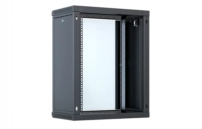Шкаф телекоммуникационный настенный разборный со съемными боковыми стенками 19”,15U(600x650), ШТ-НСрМ-15U-600-650-С-Ч дверь стекло черный