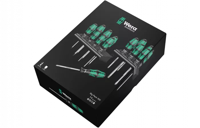 WE-105630	Kraftform Big Pack 300 набор отвёрток с двумя подставками, 14 пр., PH 1/2/3, PZ 1/2/3, TX 10/15/20/25/30, SL 3.5/4/6.5