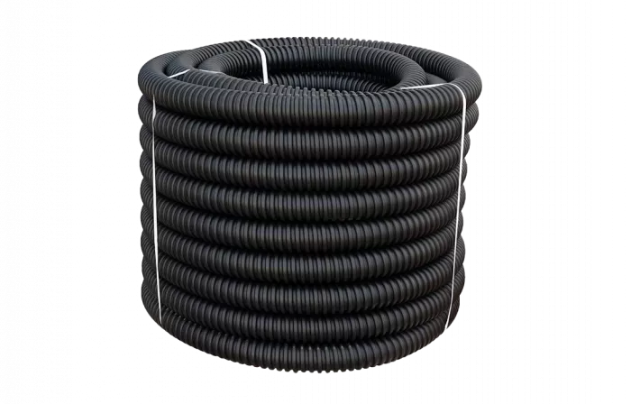 Труба ССД-Пайп УльтраФ, OD=90 мм, 1100N, SN22, с протяжкой (бухта 68 м) Труба полимерная жёсткая гофрированная спиральная ультрафиолетостойкая, не распространяющая горение