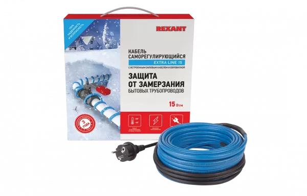 51-0621 Греющий саморегулирующийся кабель на трубу 15MSR-PB 15M (15м/225Вт) REXANT