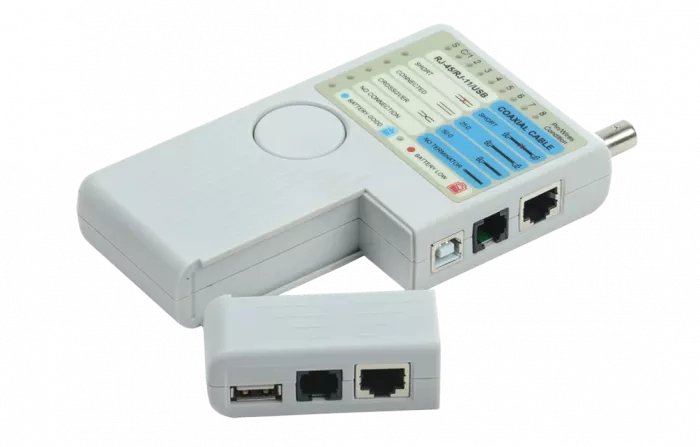 12-1003 Тестер кабеля универсальный 5 в 1  RJ-45+RJ-11+1394+USB+BNC  3468  REXANT