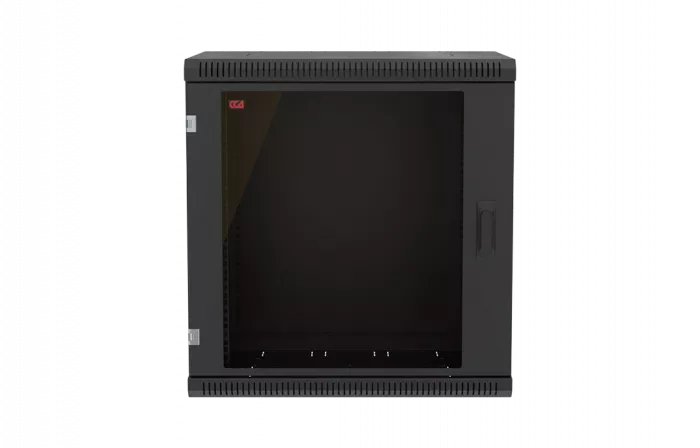 Шкаф телекоммуникационный настенный разборный черный 19”,15U(600x350), ШТ-НСр-15U-600-350-С-Ч дверь стекло ССД