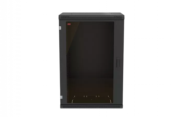 Шкаф телекоммуникационный настенный разборный черный 19”,18U(600x350), ШТ-НСр-18U-600-350-С-Ч дверь стекло ССД