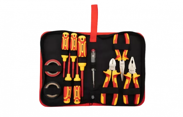 12-4692-3 Набор диэлектрического инструмента RI-02, тканевый пенал, 11 предметов, до 1000В