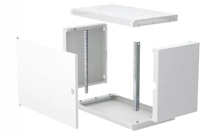 Шкаф телекоммуникационный настенный разборный 19”,9U(600x350), ШТ-НСр-9U-600-350-М дверь металл ССД