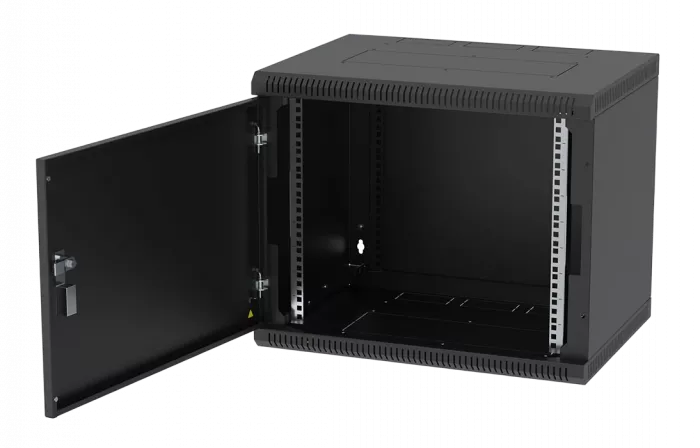 Шкаф телекоммуникационный настенный разборный черный 19”,9U(600x350), ШТ-НСр-9U-600-350-М-Ч дверь металл ССД