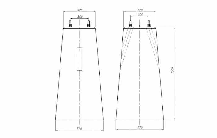 Фундамент усиленный для светофоров с наклонной лестницей ФС 150х77 15379-00-00