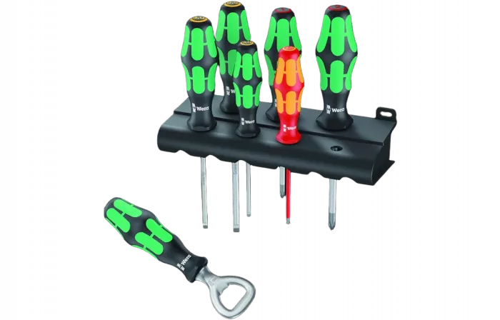 WE-203775	Промо-набор: 350/335/160i/7 Набор отвёрток + подставка + открывалка, 7 пр., PH 1-2, SL 3-4-5.5, SL VDE 2.5