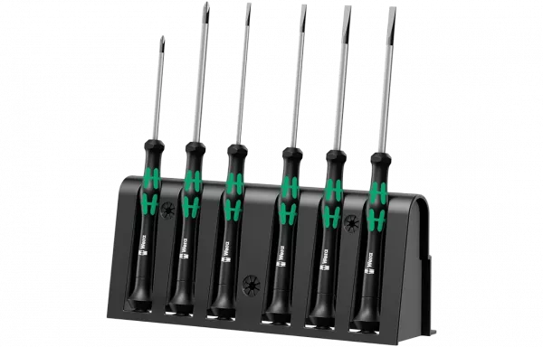 WE-118152	2035/6 B Kraftform Micro Набор отвёрток прецизионных + подставка, 6 пр., PH 0x60/1x80, SL 0.40x2.5x80/0.50x3.0x80/0.60x3.5x80/0.80x4.0x80