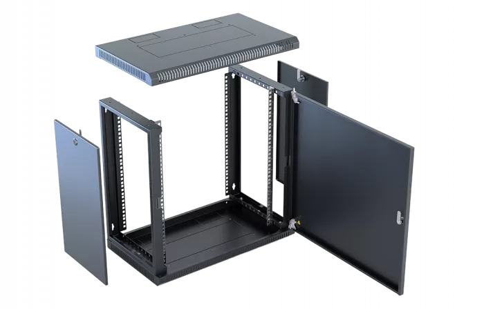 Шкаф телекоммуникационный настенный разборный со съемными боковыми стенками 19”,12U(600x650), ШТ-НСрМ-12U-600-650-М-Ч дверь металл черный