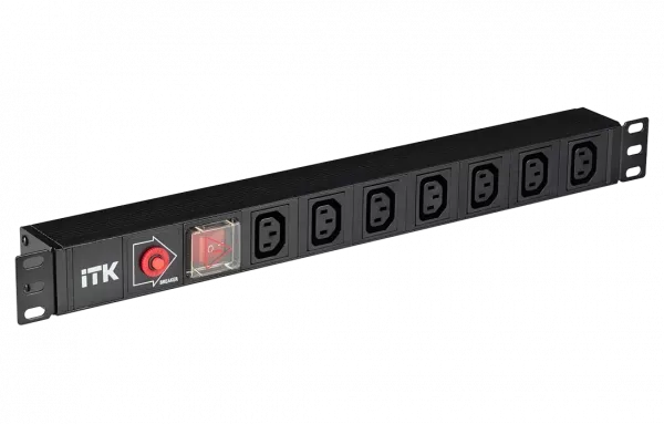 PDU 7 розеток C13, с выкл. и защ. от перенапр, без шнура