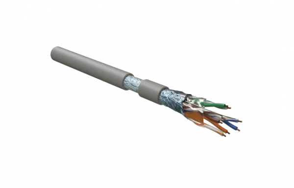 45788 Hyperline FUTP4-C5E-S24-IN-LSZH-GY-305 (305 м) Кабель витая пара F/UTP, категория 5e, 4 пары (24 AWG), одножильный (solid), экран - фольга, LSZH