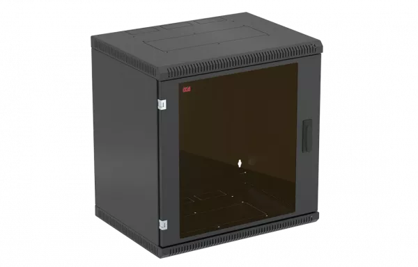 Шкаф телекоммуникационный настенный разборный черный 19”,15U(600x450), ШТ-НСр-15U-600-450-С-Ч дверь стекло ССД