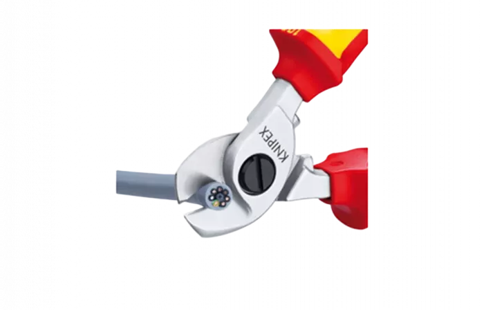 KN-9526165	Кабелерез VDE, Ø 15 мм (50 мм²), длина 165 мм, пружина, хром, 2-комп диэлектрические ручки