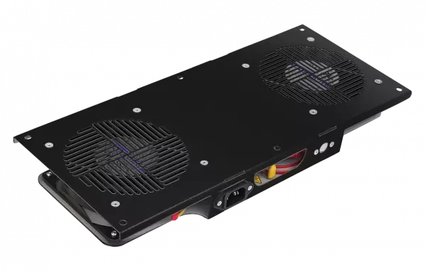 Вентиляторный модуль потолочный, 2 вентилятора с термодатчиком 35С ВМ-2П-Ч чёрный ССД