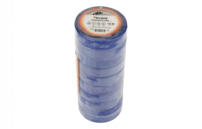 KR-09-2005 Изолента ПВХ KRANZ 15 мм х 10 м, синяя, упаковка 10 роликов
