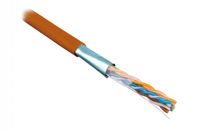 45528 Hyperline FUTP4-C5E-S24-IN-LSZH-OR-305 (305 м) Кабель витая пара F/UTP, категория 5e, 4 пары (24 AWG), одножильный(solid), экран-фольга, LSZH, н