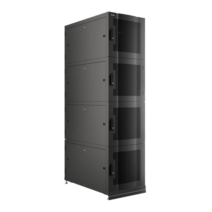 Шкаф напольный серверный NTSS CoDS 48U 800х1070мм, 4 секции по 11U, двойные боковые стенки, панель потолка и пола с щеточными вводами, двери перфорированная и перфорированная двухстворчатая, регулируемые опоры, ролики, черный RAL 9005