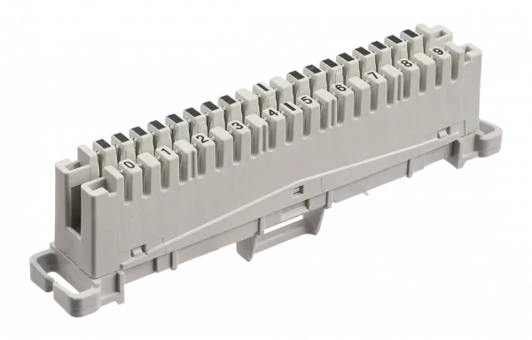 Плинт ПВТ-10Р Эконом, LSA plus, 10 пар размыкаемые контакты 0...9