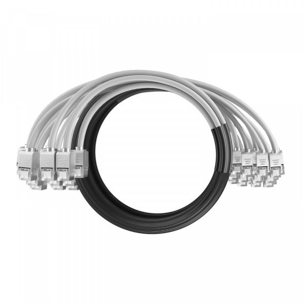 Кабельная сборка NTSS PREMIUM 24pc, U/FTP CAT6A, оконцована разъемами KEYSTONE RJ45 FTP CAT6A, заделка в чулке, вывод 0.6м, длина 5м, LSZH, серый
