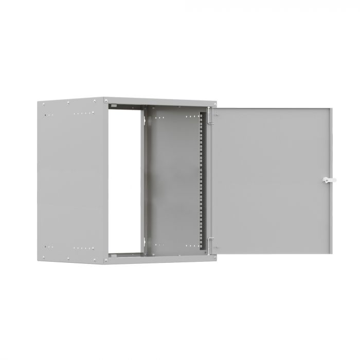Шкаф настенный телекоммуникационный NTSS LIME 12U 550х600х635мм, 2 профиля 19, дверь сплошная металл, боковые стенки несъемные, разобранный, серый RAL 7035