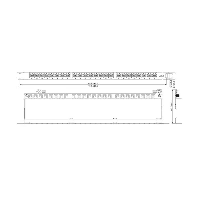 Патч-панель NTSS PREMIUM 0.5U 24 порта RJ45 FTP cat.6, Krone IDC (инструмент в комплекте) с задним кабельным органайзером