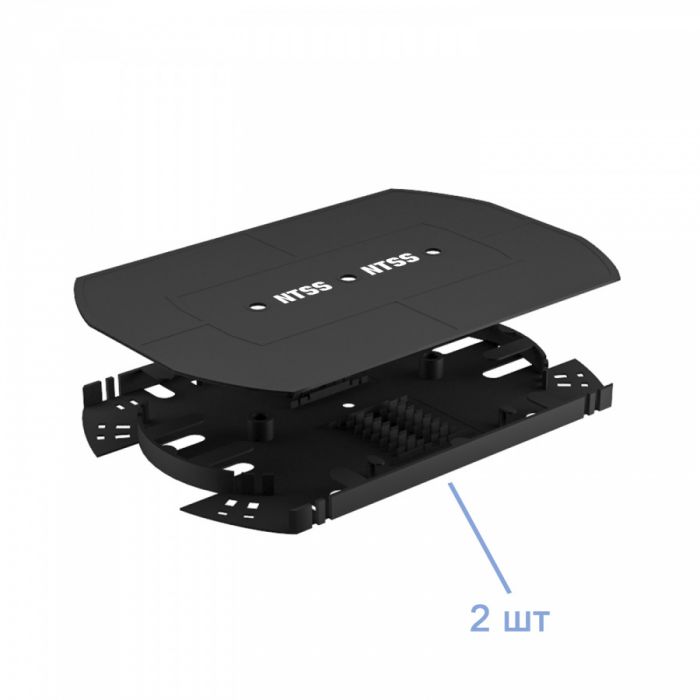 Кросс NTSS оптический 19'' частично укомплектованный 1U, 32 порта 2LC (сплошная панель, сплайс-кассета-2шт) серый RAL 7035