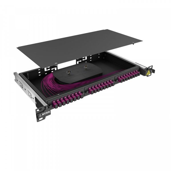 Кросс 19" NTSS PREMIUM выдвижной, предсобранный 1U, 8 портов SC/UPC, 50/125 мкм OM4, черный