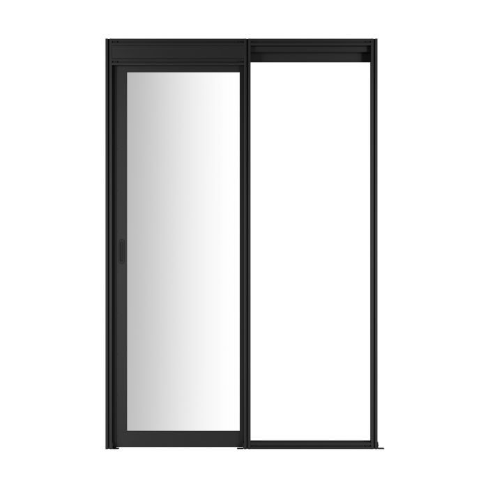 Дверной блок системы изоляции NTSS 48U, с одной механической дверью, стекло, с замком,  для коридора без правого ряда шириной 800 мм, RAL 9005 чёрный