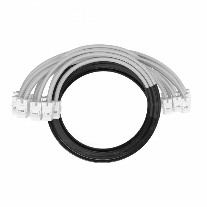 Кабельная сборка NTSS PREMIUM 12pc, UTP CAT6, оконцована разъемами KEYSTONE RJ45 UTP CAT6, заделка в чулке, вывод 0.6м, длина 12м, LSZH, серый