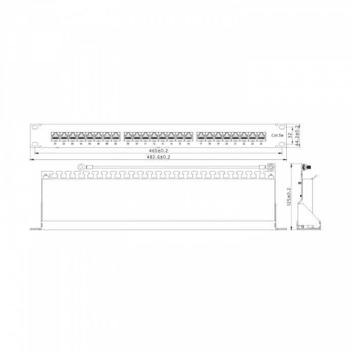 Патч-панель NTSS PREMIUM 1U 24 порта RJ45 FTP cat.5е, Krone IDC (инструмент в комплекте), с органайзером