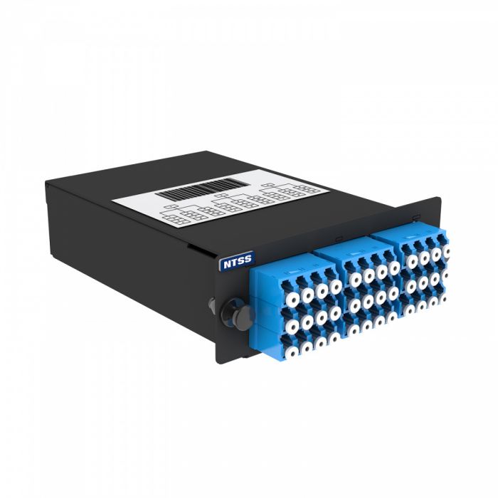 Кассета кроссовая NTSS STANDART 3 разъема MPO/АPC (male) 9/125, на 36 LC/UPС (9 QLC/UPC), полярность А, черный