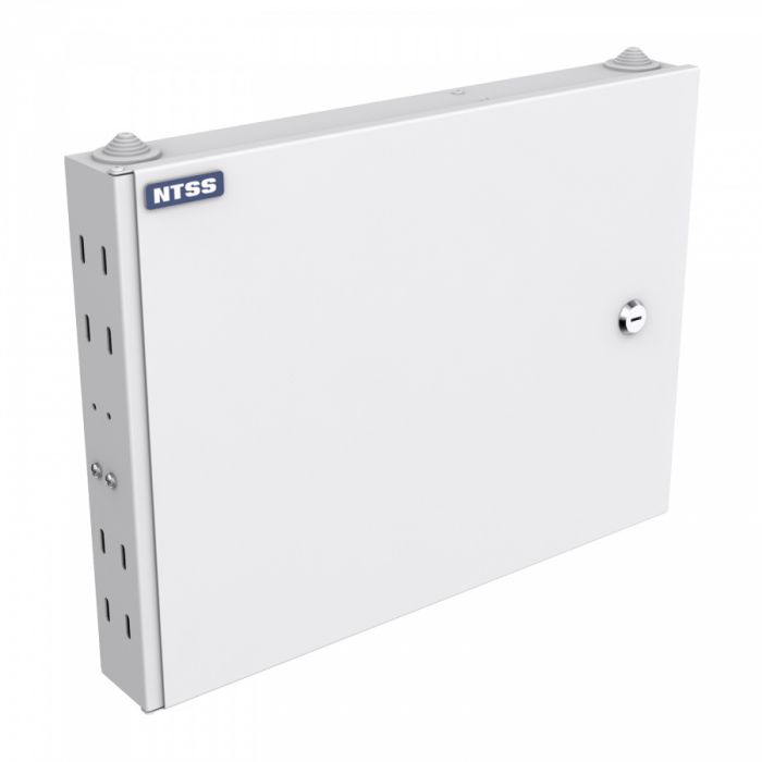 Кросс NTSS оптический настенный, укомплектованный, 12 портов LC/UPC duplex, 62.5/125 мкм (планки, сплайс-кассета, пигтейлы, КДЗС, адаптеры) серый RAL 7035