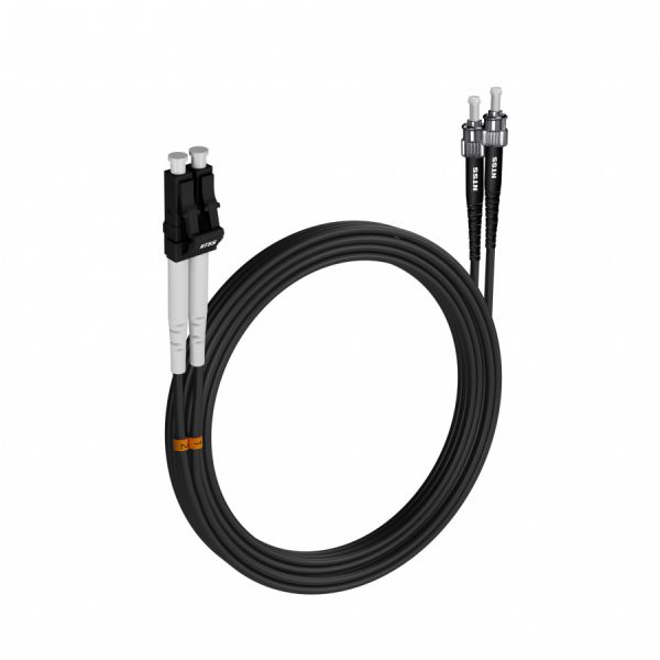 Шнур оптический NTSS dpc LC/APC-ST/UPC 9/125 3.0мм 20м черный LSZH (патч-корд)