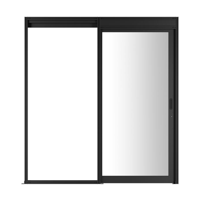 Дверной блок системы изоляции NTSS 42U, с одной механической дверью, стекло, с замком, для коридора без левого ряда шириной 1000 мм, RAL 9005 чёрный