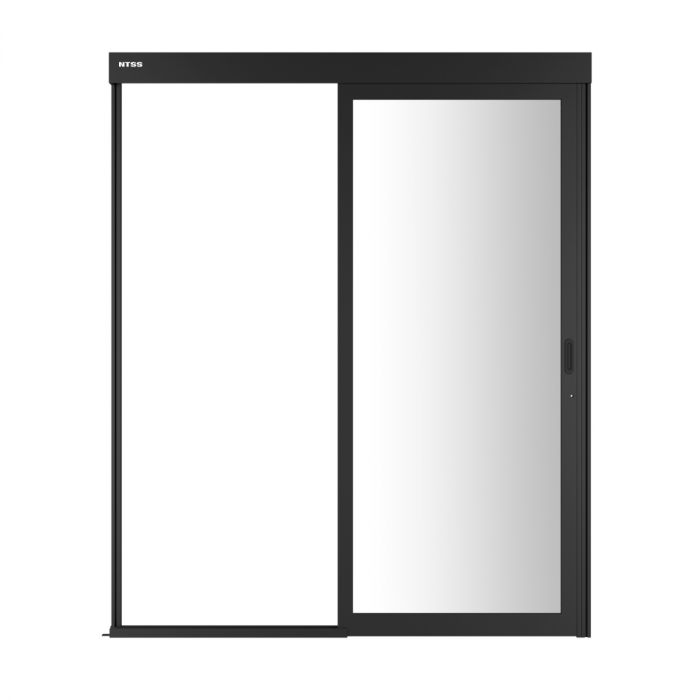 Дверной блок системы изоляции NTSS 48U, с одной механической дверью, стекло, с замком, для коридора без правого ряда шириной 1000 мм, RAL 9005 чёрный