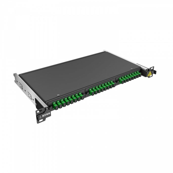 Кросс 19" NTSS PREMIUM выдвижной, предсобранный 1U, 16 портов SC/APC, 9/125 мкм, черный
