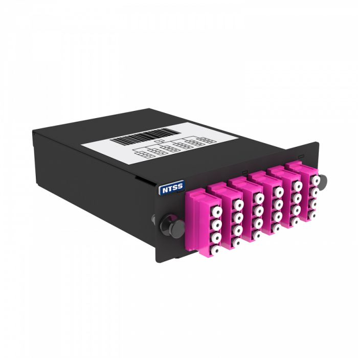 Кассета кроссовая NTSS PREMIUM 1 разъем MTP/UPC (male) 50/125 OМ4, на 24 LC/UPС (6 QLC/UPC), полярность А, черный