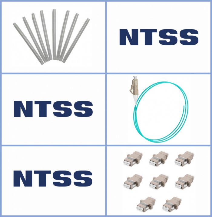 Кросс NTSS оптический настенный Мини, укомплектованный, 6 портов LC/UPC duplex, 50/125 мкм ОМ3 (сплошная панель, ложемент, пигтейлы, КДЗС, адаптеры) серый RAL 7035