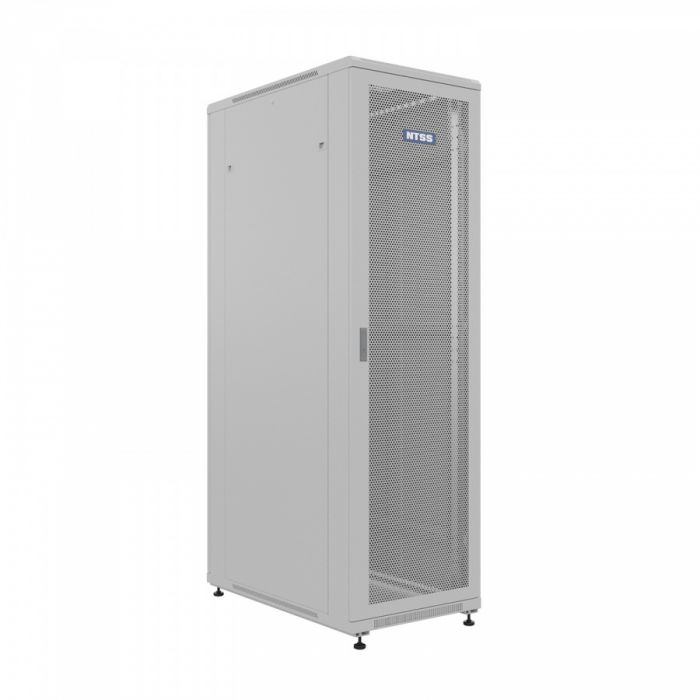 Шкаф напольный универсальный серверный NTSS R 42U 800х1000мм, 4 профиля 19, двери перфорированная и сплошная металл, боковые стенки съемные, регулируемые опоры, разобранный, серый RAL 7035