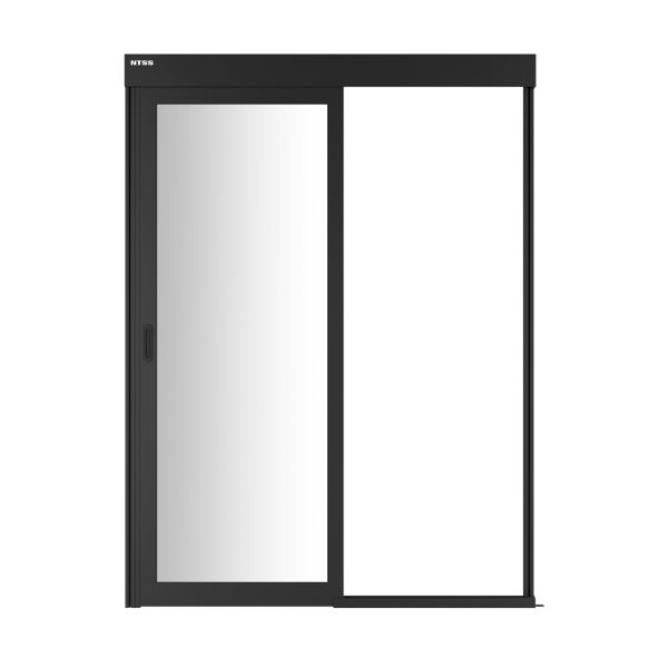 Дверной блок системы изоляции NTSS 48U, с одной механической дверью, стекло, для коридора без левого ряда шириной 800 мм, RAL 9005 чёрный
