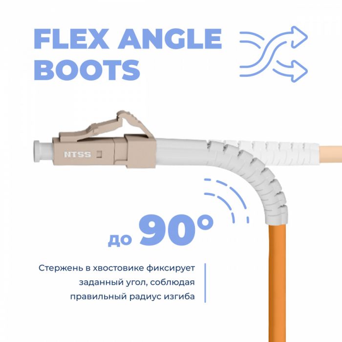 Шнур оптический NTSS dpc Flex Angle Boot LCfab/UPC-LCfab/UPC 50/125 3.0мм 1м LSZH (патч-корд)