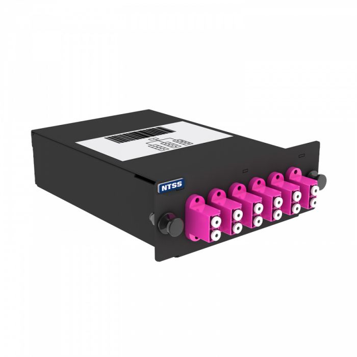 Кассета кроссовая NTSS STANDART 1 разъем MPO/UPC (male) 50/125 OМ4, на 12 LC/UPС (6 DLC/UPC), полярность А, черный