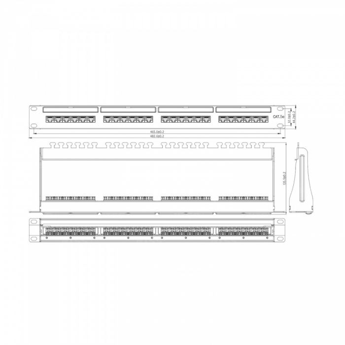 Патч-панель NTSS PREMIUM 1U 24 порта RJ45  UTP cat.5е, AL, Dual IDC с органайзером